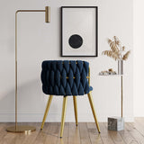 Nordic Pink Round Accent Chair with Velvet Upholstery