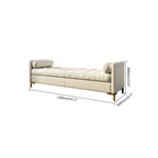 Sophisticated white faux leather tufted bench ottoman with gold leg for entryway and bedroom
