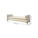 47.2" White Faux Leather Upholstery Tufted Bench Ottoman Gold Leg Entryway Bedroom