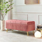 Fashionable gray velvet bench with gold legs for stylish interiors