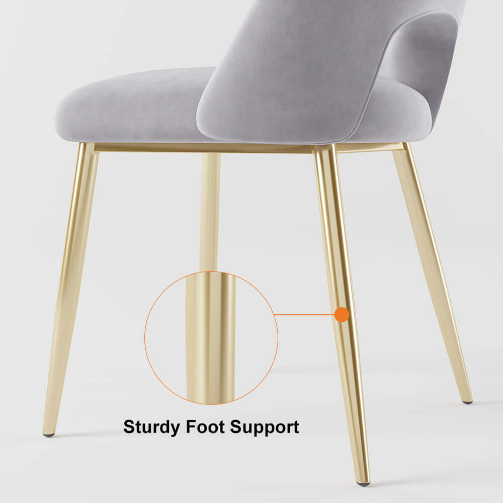 Fashionable black upholstered chairs for dining set of 2 with hollow back and gold accents