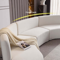 Contemporary white curved sectional floor sofa with sumptuous velvet upholstery