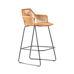 Durable PE Rattan Bar Stool with Geomeric Back Perfect for Contemporary Kitchen or Bar Setting