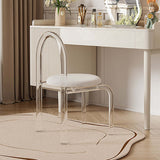 Modern White Vanity Stool with Back Velvet Upholstered Acrylic Vanity Chair for Bedroom