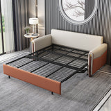 59" White & Orange Sleeper Sofa Convertible Sofa LeathAire Upholstery