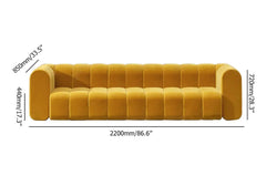 86.6 inch modern velvet upholstered sofa that exudes luxury with its solid wood frame