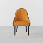Sleek white and orange dining chairs with metal legs, set of 2, constructed from PU leather for trendy dining space