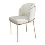 Modern cotton & linen upholstered chair in white with stunning gold finish
