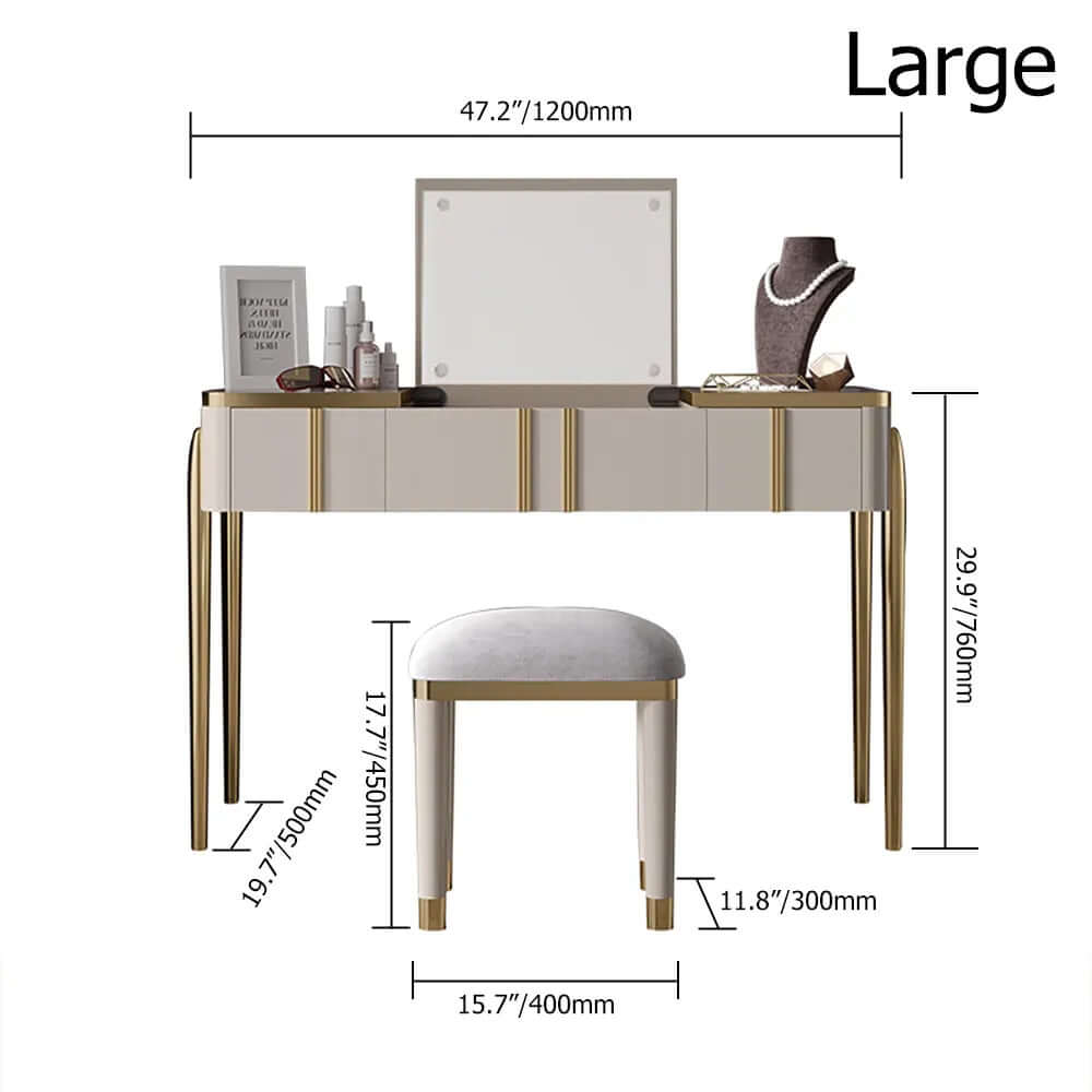 champagne dressing table Dressing Table Details Swipe to see close-up details of this stunning dressing table from @homarycom I am obsessed with every single detail. The champagne colour & the gold details are just