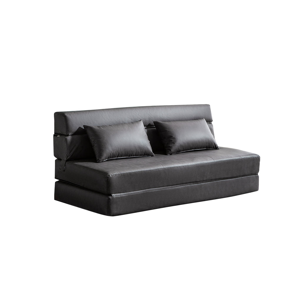 53.5" Leathaire Sleeper Sofa in Gray with Tight Back Convertible Sofa