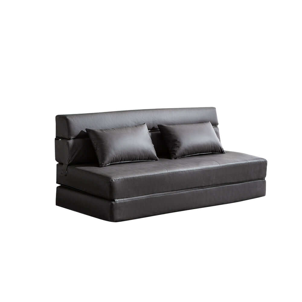 Elegant 53.5" Leathaire Sleeper Sofa in Gray - Tight Back Convertible Sofa with stylish design