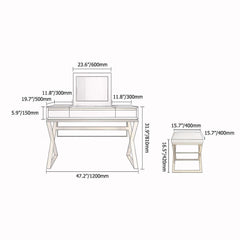 Stylish 2-drawer vanity set with stainless steel base and mirror in gold for modern decor