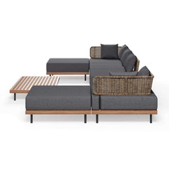 Stylish Aluminum and Rattan Outdoor Furniture Set with Gray and Brown Cushion