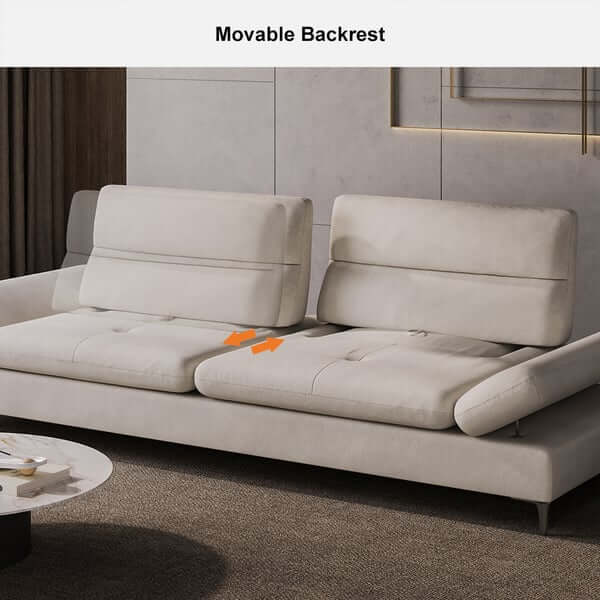 Modern velvet extra deep seat 4 seater sofa with adjustable armrest and backrest in elegant design