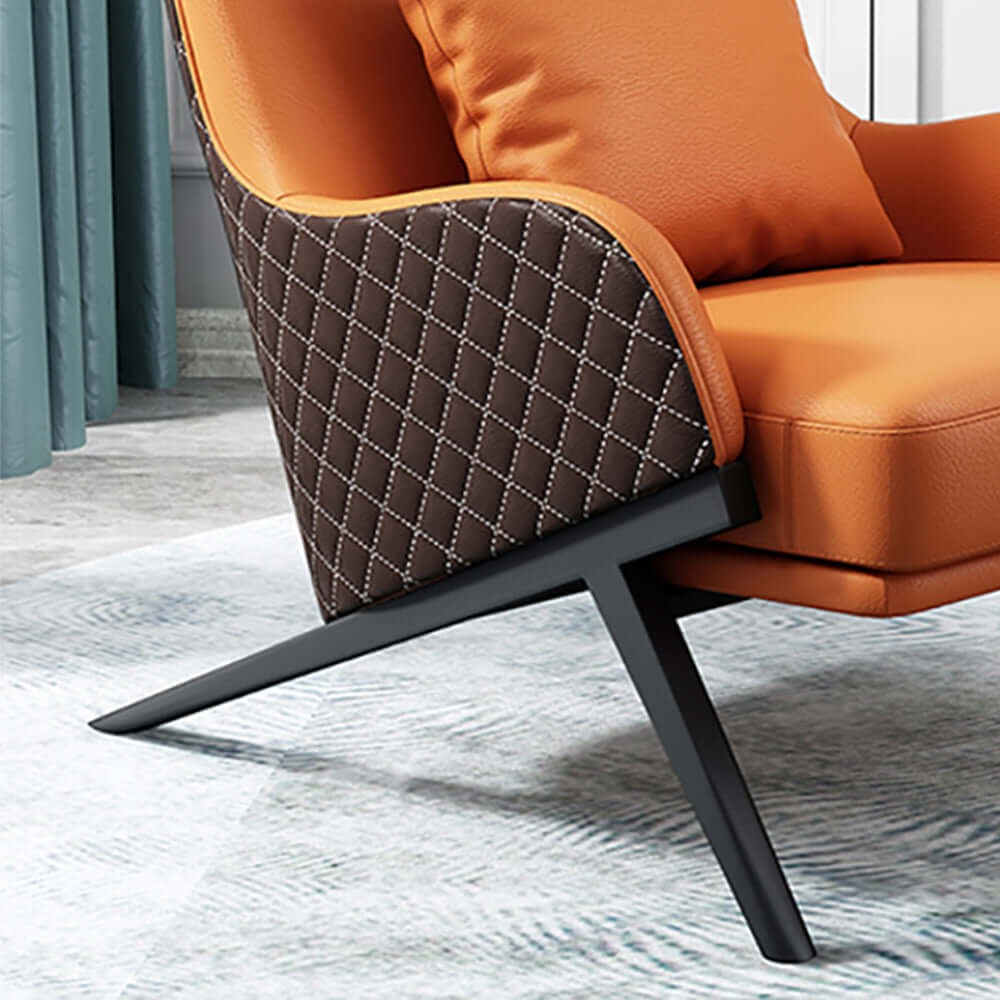 ゴールドトレスタルベースのフェイクレザーウィングバックラウンジチェア サブ画像