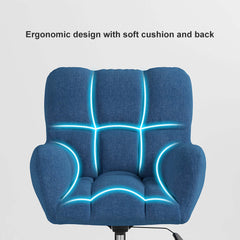 Stylish and comfortable swivel task chair with height adjustment in cotton and linen upholstery for modern offices