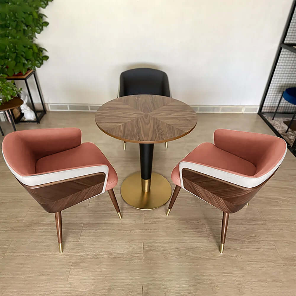 MidCentury Modern Dining Chair with Single Arm and Upholstered LeathAire Material for Stylish and Comfortable Seating メイン画像