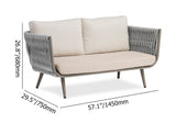 4 Pieces Outdoor Sectional Sofa Set with Webbing Seats and Cushions in Beige & Gray