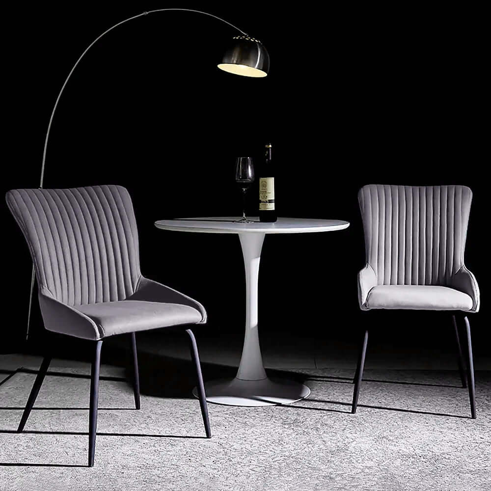 Modern Upholstered Gray Dining Chair Set of 2 with Padded Seats