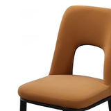 Modern Orange Dining Chair Loop Backrest Armless Chair Carbon Steel in Black Set of 2