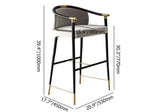 Modern Counter Height Bar Stool with Arms for Kitchen Island in Gray Upholstery Velvet