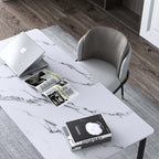 Pair of contemporary upholstered dining chairs in gray