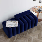 Modern Line Tufted Bench Upholstered Bench with Round Back Blue/White/Gray/Orange