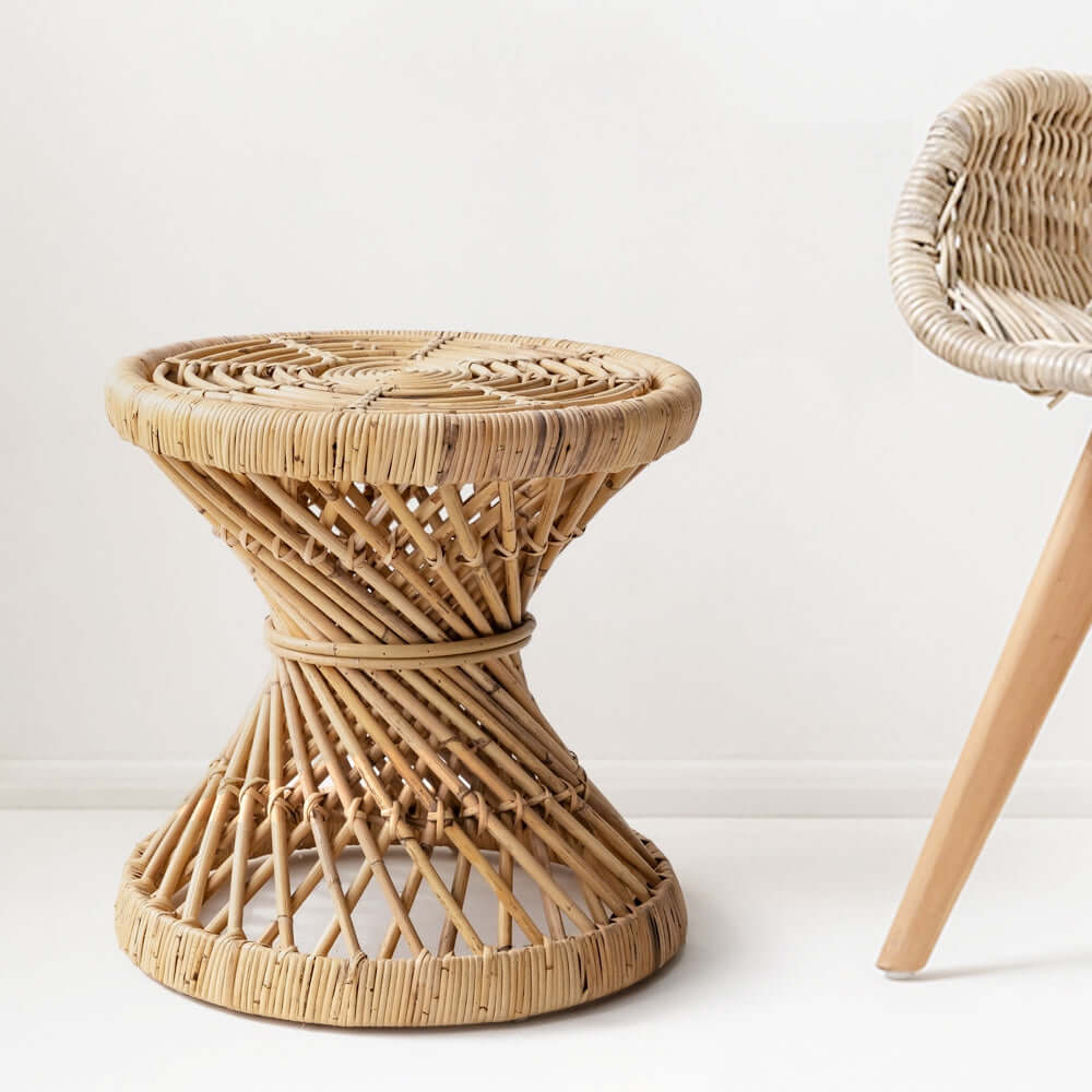 15.7"ウーブンラタンエンドテーブル アワーグラスシェイプ サブ画像