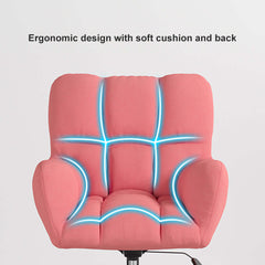 Modern office chair designed with cotton and linen upholstery, swivel function and height adjustment for versatility