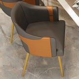 Modern Dining Chair MidCentury Upholstered PU Leather Dining Chair with Arms Set of 2