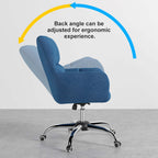 Contemporary office chair featuring cotton and linen fabric, swivel and adjustable height for ergonomic support