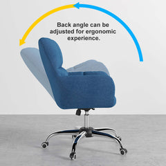 Contemporary office chair featuring cotton and linen fabric, swivel and adjustable height for ergonomic support