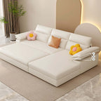 Off White Microfibres Reversible Sleeper Sectional Sofa with Chaise Pull Out Sofa Bed - Stylish Lounge Relaxation Seating
