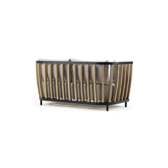 2-seater outdoor seating with elegant ash wood frame and supportive cushioned back