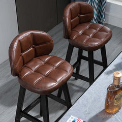 Elegant Black PU Leather Counter Stools with Backrest Set of 2 for Home Bar