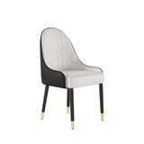 Modern PU Leather Set of 2 Dining Chairs in White & Orange with Metal Legs