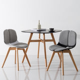 Modern Dining Chair High Back Cotton & Linen Upholstered Dining Chair Beech Legs