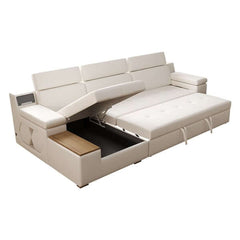 Multifunctional 131 inch sleeper sectional with pull out bed and storage