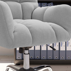 Cotton and linen upholstered office chair with swivel and height adjustable features for comfortable workspaces