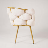 Modern Velvet Accent Chair Beige Upholstered Armchair with Gold Legs