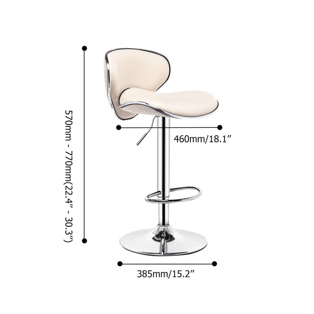 Stylish 30.3" bar chair in white PU leather upholstery with backrest - ideal seating for bars