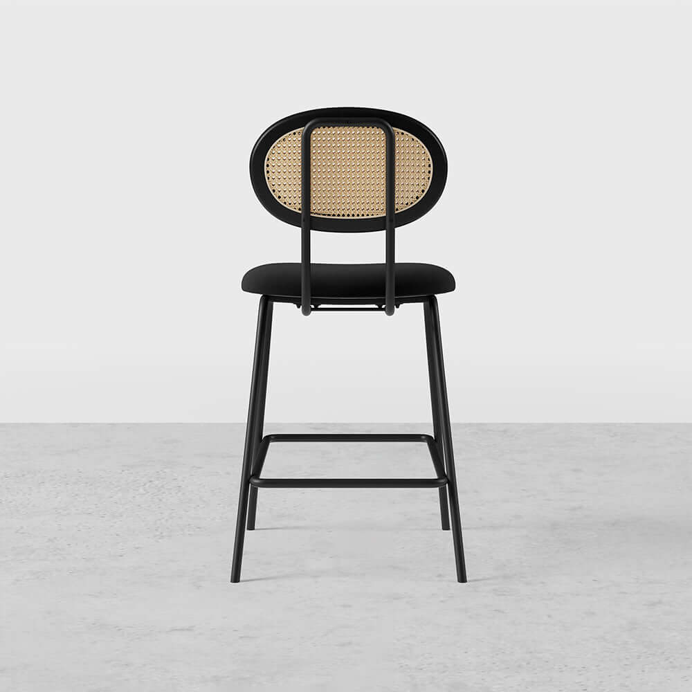 Luxurious black velvet counter height stools set of 2 for kitchen island dining