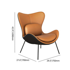 Fashionable orange and black accent chair with high-quality PU leather and a complimentary pillow