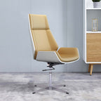 Faux Leather Office Chair with Wheels & Height Adjustment for Home Office