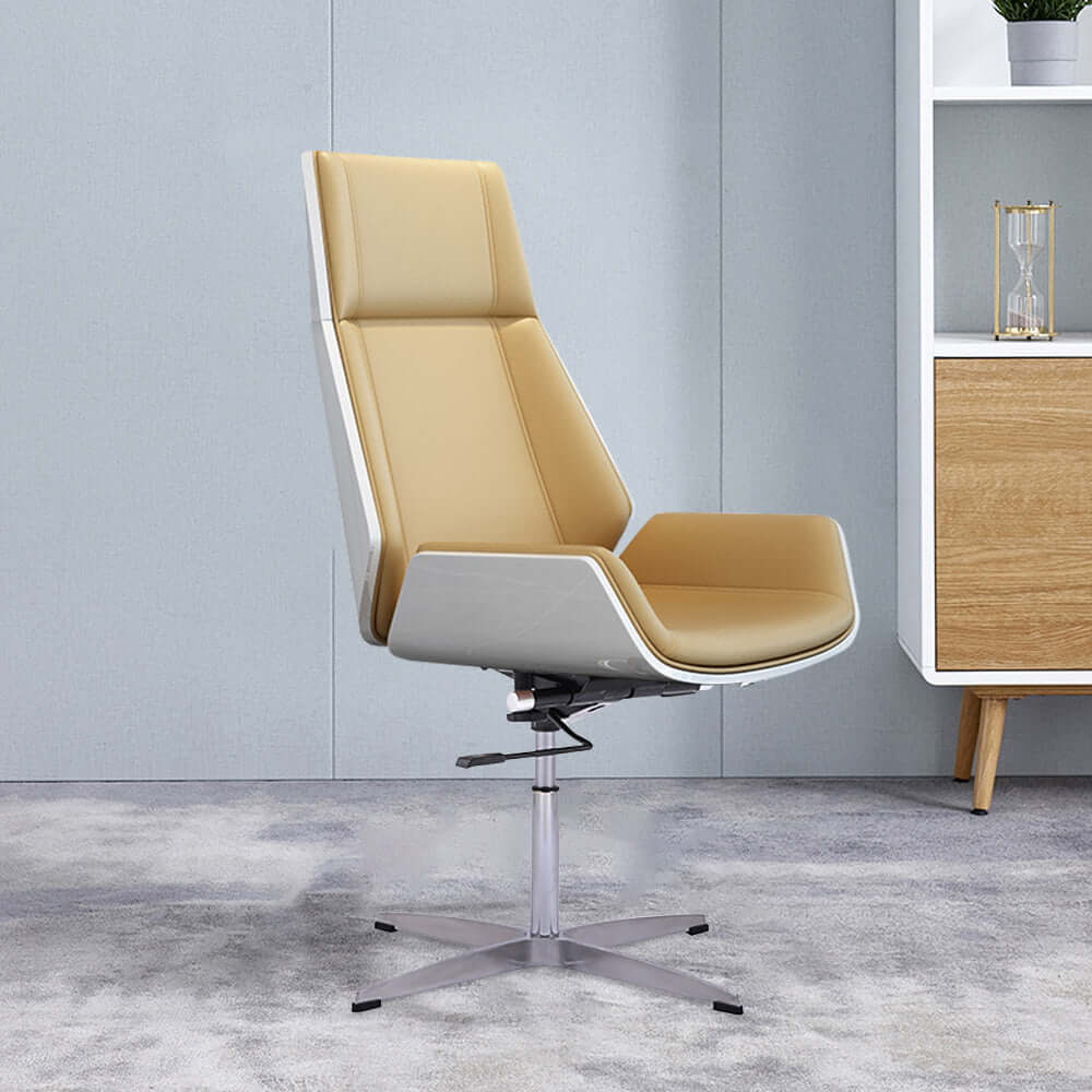 Faux Leather Office Chair with Wheels & Height Adjustment for Home Office