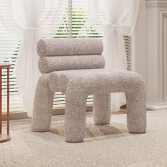 Beige Velvet Accent Chair Upholstery Horizontal Channeled for Living Room - Classy and elegant accent chair for lounging