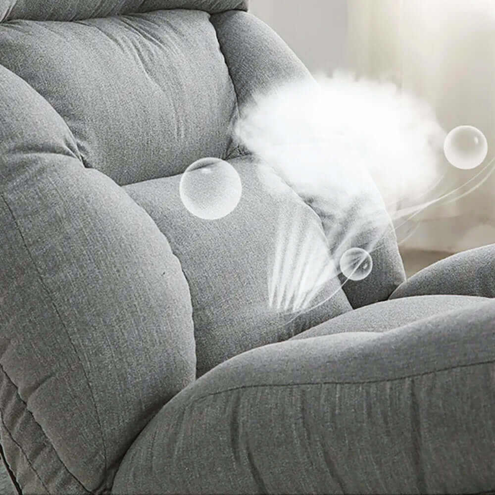 ライトグレーのコットン＆リネンのラウンジチェア スイベルソファチェア 360度調整可能な背もたれ サブ画像