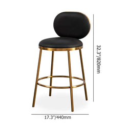 Modern beige faux leather upholstery round counter stool with back set of 2