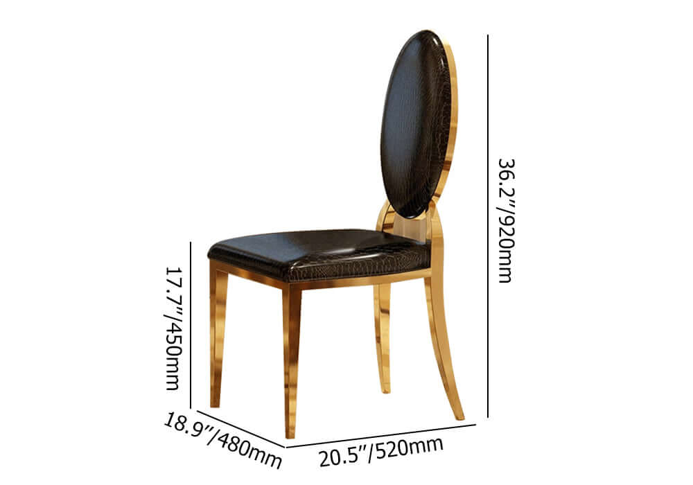 Elegant classic dining chair in black PU leather - 2 piece accent side chair set