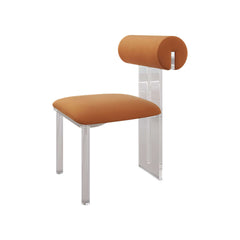 Luxurious orange velvet dining chairs with modern design, set of 2 acrylic side chairs